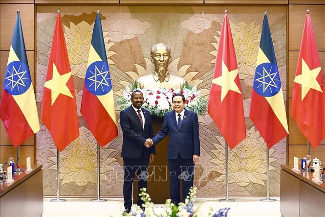 Chủ tịch Quốc hội Trần Thanh Mẫn hội kiến Thủ tướng Cộng hòa Dân chủ Liên bang Ethiopia Abiy Ahmed Ali. Ảnh: Doãn Tấn - TTXVN