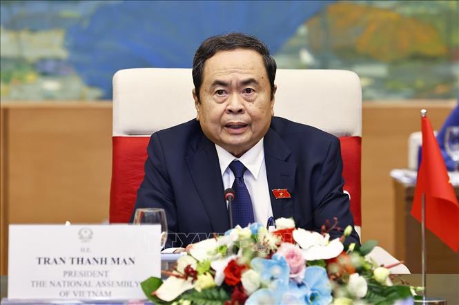 Chủ tịch Quốc hội Trần Thanh Mẫn phát biểu. Ảnh: Doãn Tấn - TTXVN