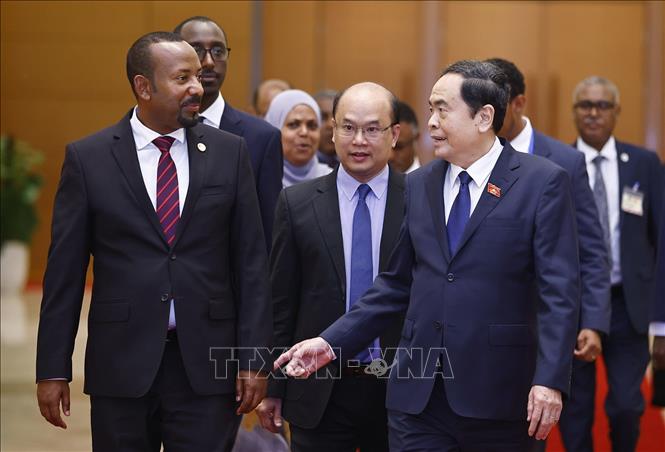 Chủ tịch Quốc hội Trần Thanh Mẫn hội kiến Thủ tướng Cộng hòa Dân chủ Liên bang Ethiopia Abiy Ahmed Ali. Ảnh: Doãn Tấn - TTXVN