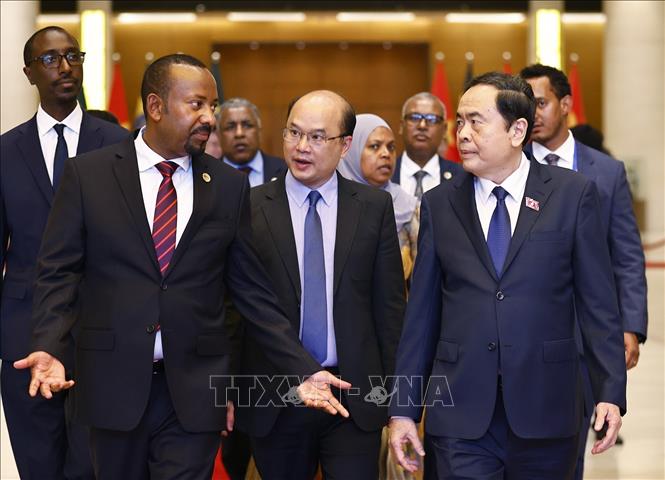 Chủ tịch Quốc hội Trần Thanh Mẫn hội kiến Thủ tướng Cộng hòa Dân chủ Liên bang Ethiopia Abiy Ahmed Ali. Ảnh: Doãn Tấn - TTXVN