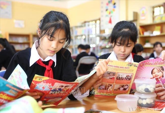 Việc lan tỏa văn hóa đọc cho học sinh dân tộc thiểu số tỉnh Yên Bái sẽ góp phần nâng cao kiến thức, kỹ năng, phát triển tư duy, giáo dục và rèn luyện nhân cách cho học sinh (15/04/2024). Ảnh: Tuấn Anh - TTXVN