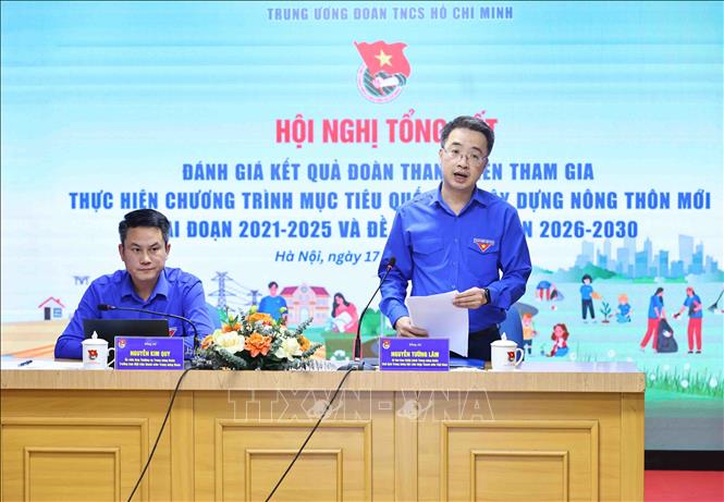 Bí thư Trung ương Đoàn, Chủ tịch Trung ương Hội Liên hiệp Thanh niên Việt Nam Nguyễn Tường Lâm phát biểu. Ảnh: Minh Đức – TTXVN