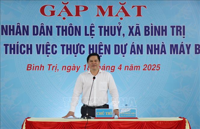 Phó Chủ tịch UBND tỉnh Quảng Ngãi Trần Phước Hiền phát biểu tại buổi làm việc. Ảnh: Phạm Cường-TTXVN