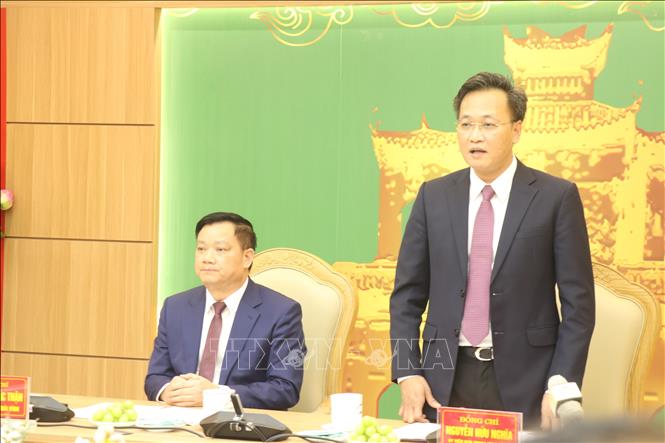 Bí thư Tỉnh ủy Hưng Yên Nguyễn Hữu Nghĩa phát biểu tại hội nghị. Ảnh: Mạnh Khánh-TTXVN