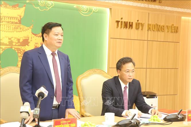 Bí thư Tỉnh ủy Thái Bình Nguyễn Khắc Thận phát biểu tại hội nghị. Ảnh: Mạnh Khánh-TTXVN