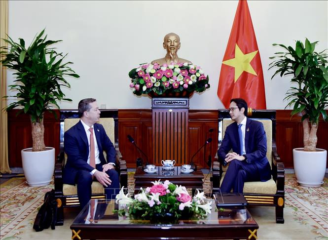 Thứ trưởng Bộ Ngoại giao Đỗ Hùng Việt tiếp ông Sean Kotaro O’Neill, quan chức cao cấp phụ trách Cục Đông Á và Thái Bình Dương, Bộ Ngoại giao Hoa Kỳ. Ảnh: TTXVN