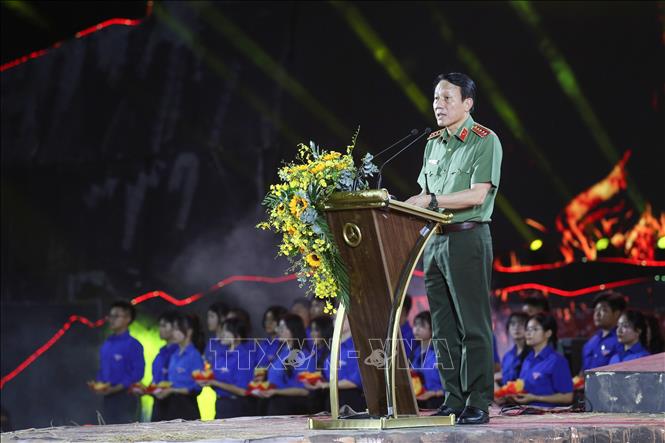 Đại tướng Lương Tam Quang, Ủy viên Bộ Chính trị, Bộ trưởng Bộ Công an phát biểu tại chương trình. Ảnh: Giang Phương – TTXVN