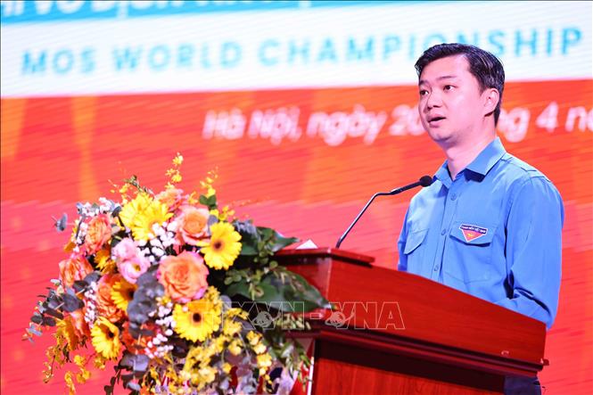 Đồng chí Nguyễn Minh Triết – Bí thư Trung ương Đoàn, Chủ tịch Trung ương Hội Sinh viên Việt Nam phát biểu. Ảnh: Minh Đức – TTXVN