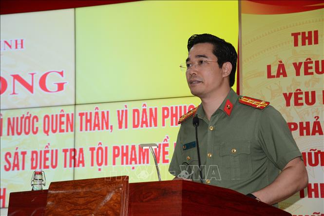 Đại tá Trần Văn Phúc, Giám đốc Công an tỉnh Quảng Ninh, phát biểu tại Lễ phát động. Ảnh: Thanh Vân -TTXVN 