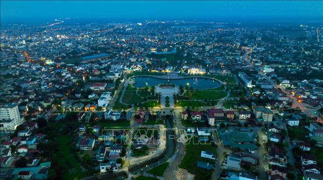 Thành phố Đông Hà, tỉnh Quảng Trị nhìn từ khu vực công viên Fidel. Ảnh: Vũ Sinh – TTXVN