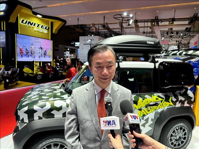 Pham Sanh Chau, CEO of VinFast Asia at the Indonesia International Motor Show in February. Photo by courtesy/VNA