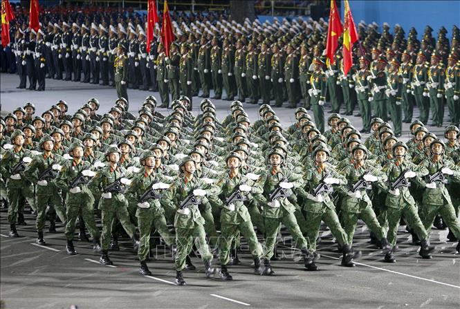 Các khối của Lực lượng Quân đội nhân dân tham gia Tổng hợp luyện diễu binh, diễu hành lần thứ hai. Ảnh: Thanh Vũ-TTXVN
