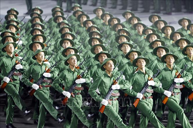 Lực lượng chiến sỹ giải phóng quân tham gia Tổng hợp luyện diễu binh, diễu hành lần thứ hai. Ảnh: Thanh Vũ-TTXVN