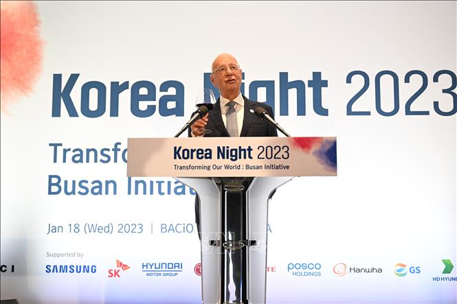 Ông Klaus Schwab phát biểu tại một sự kiện ở Davos, Thụy Sĩ ngày 18/1/2023. Ảnh: Yonhap/TTXVN