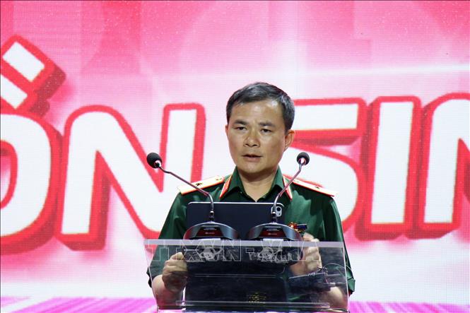 Thiếu tướng Tào Đức Thắng, Chủ tịch kiêm Tổng Giám đốc Tập đoàn Viettel phát biểu khởi công dự án. Ảnh: Tiến Lực - TTXVN