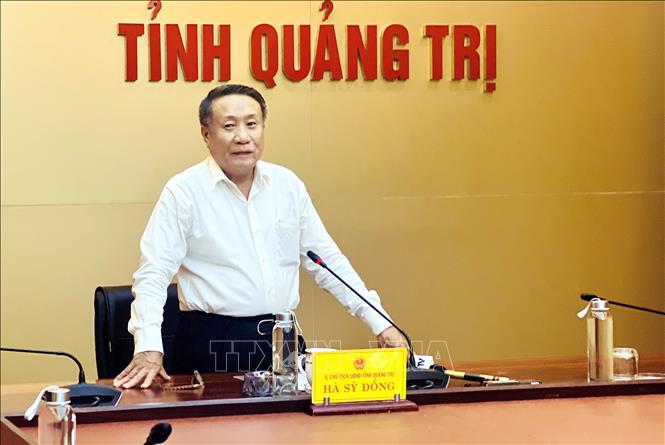 Quyền Chủ tịch UBND tỉnh Quảng Trị Hà Sỹ Đồng phát biểu tại buổi làm việc. Ảnh: Nguyên Linh-TTXVN