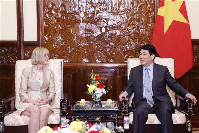 State President Luong Cuong receives Australian Ambassador Gillian Bird. VNA Photo: Lâm Khánh 
