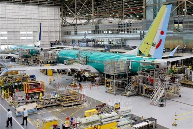 Máy bay Boeing 737 MAX được lắp ráp tại xưởng ở Renton, bang Washington, Mỹ. Ảnh: REUTERS/TTXVN