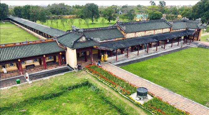 Hue Imperial Citadel is separated into two main sections: the Imperial City and the Forbidden City. The former served as a shield for the significant palaces inside, and the latter served as both the working place and the residence of the emperor and his royal families. VNA Photo: Vũ Sinh