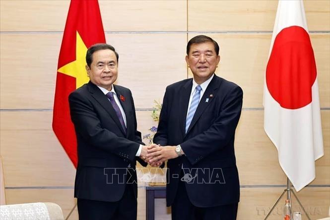 Chủ tịch Quốc hội Trần Thanh Mẫn hội kiến Thủ tướng Nhật Bản Ishiba Shigeru trong khuôn khổ chuyến thăm chính thức Nhật Bản (05/12/2024). Ảnh: Doãn Tấn – TTXVN