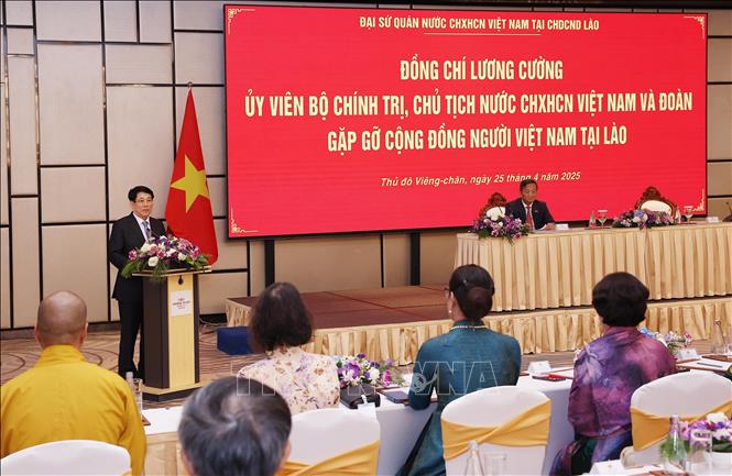 Chủ tịch nước Lương Cường phát biểu. Ảnh: Lâm Khánh – TTXVN