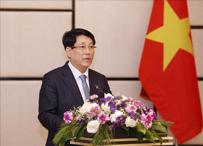 Chủ tịch nước Lương Cường phát biểu. Ảnh: Lâm Khánh – TTXVN