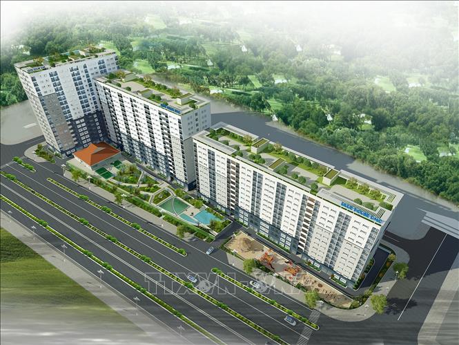 Phối cảnh dự án Chung cư cho người thu nhập thấp tại khu dân cư An Trung 2 (quận Sơn Trà, thành phố Đà Nẵng). Ảnh: TTXVN phát