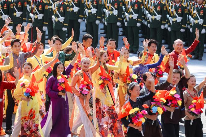 Các lực lượng tham gia Tổng duyệt. Ảnh: Anh Tuấn - TTXVN 