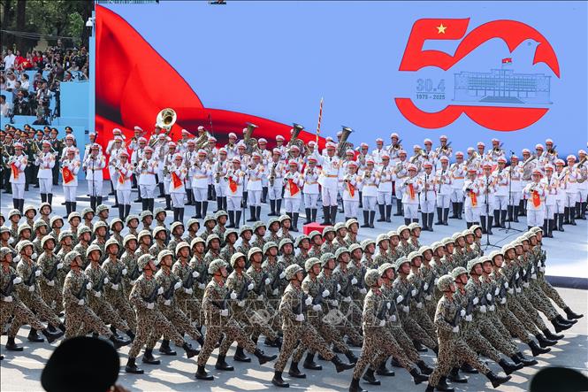 Các lực lượng tham gia Tổng duyệt. Ảnh: Anh Tuấn - TTXVN 