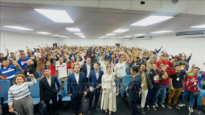 Quang cảnh sự kiện giao lưu thế hệ trẻ Việt Nam - Venezuela. Ảnh: ĐSQ Việt Nam tại Venenzuela/TTXVN phát
