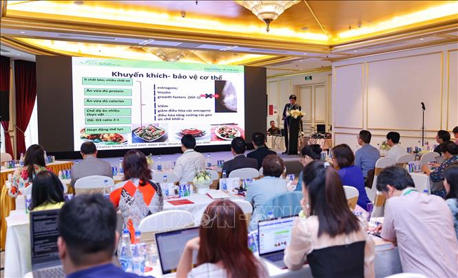 Hội thảo tập trung thảo luận chuyên sâu về các giải pháp và những cập nhật mới trong lĩnh vực dinh dưỡng dự phòng và hỗ trợ điều trị ung thư. Ảnh: Thanh Tùng - TTXVN