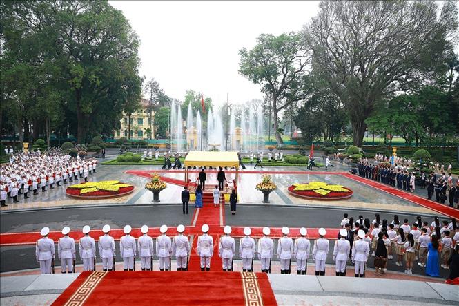 A view of the welcome ceremony. VNA Photo: Dương Giang 