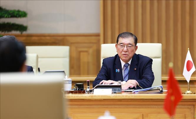 Japanese Prime Minister Ishiba Shigeru at the talks. VNA Photo: Dương Giang