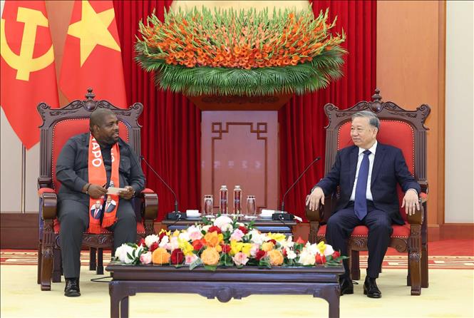 Party General Secretary To Lam meets with FRELIMO General Secretary Chakil Felizardo Aboobacar. VNA Photo: Thống Nhất 