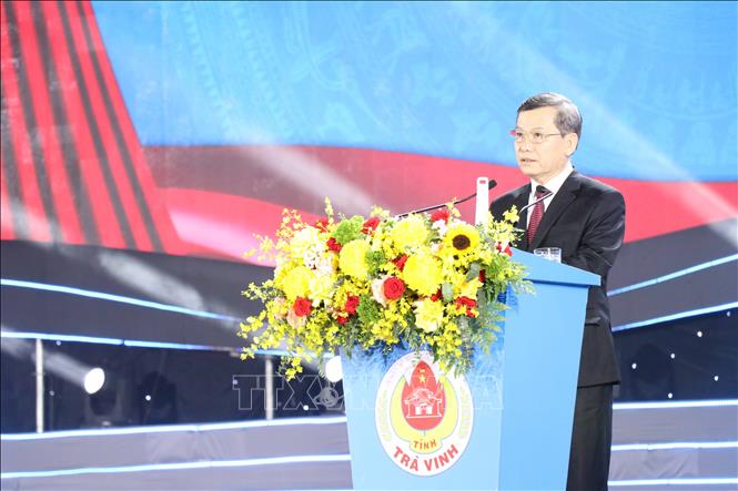 Ông Lê Minh Trí, Bí thư Trung ương Đảng, Chánh án Tòa án nhân dân tối cao phát biểu tại lễ kỷ niệm. Ảnh: Thanh Hòa - TTXVN