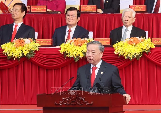 Party General Secretary To Lam addresses the ceremony. VNA Photo