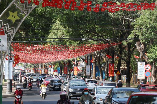 National flags are hung along roads in the Central Highlands province of Dak Lak. VNA Photo