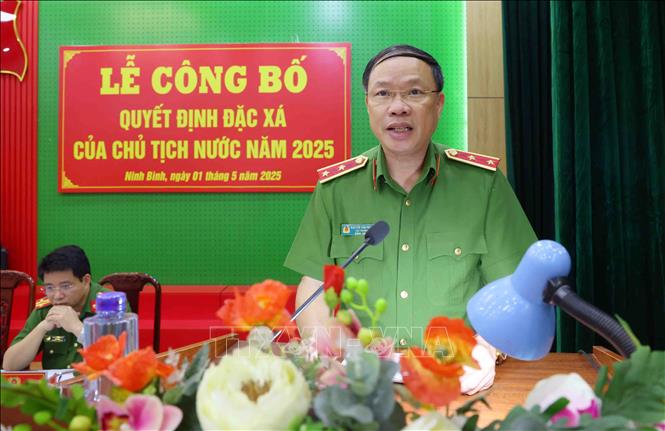 Trung tướng Nguyễn Văn Phục, Cục trưởng Cục Cảnh sát quản lý tạm giữ, tạm giam và thi hành án hình sự tại cộng đồng (Bộ Công an) phát biểu. Ảnh: Phạm Kiên – TTXVN