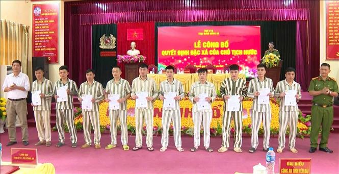 Trại giam Hồng Ca đóng trên địa bàn xã Hưng Khánh, huyện Trấn Yên (Yên Bái) có 58 phạm nhân được nhận Quyết định đặc xá của Chủ tịch nước năm 2025. Ảnh: TTXVN phát
