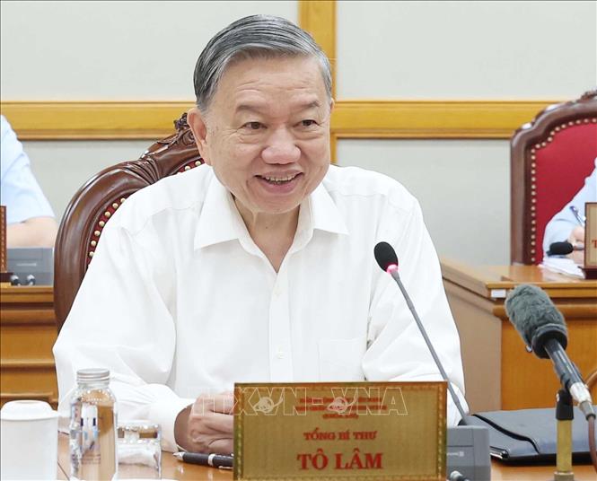 Tổng Bí thư Tô Lâm chủ trì cuộc họp của Bộ Chính trị, Ban Bí thư. Ảnh: Thống Nhất – TTXVN