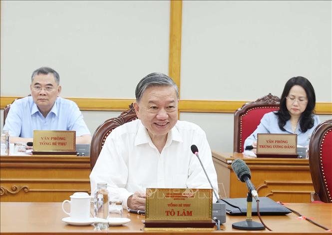 Tổng Bí thư Tô Lâm chủ trì cuộc họp của Bộ Chính trị, Ban Bí thư. Ảnh: Thống Nhất – TTXVN