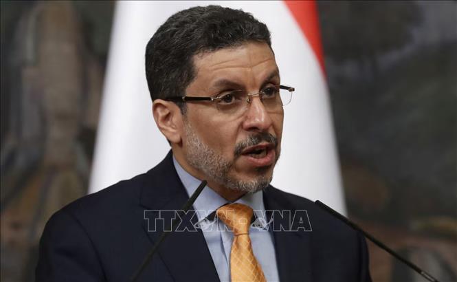 Thủ tướng Yemen Ahmed Awad bin Mubarak trong cuộc họp báo tại Moscow,  Nga ngày 27/2/2024. Ảnh: REUTERS/TTXVN