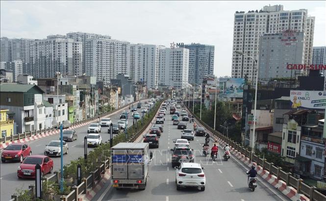 Cầu Vĩnh Tuy hướng về trung tâm giao thông bình thường. Ảnh: Thành Phương - TTXVN