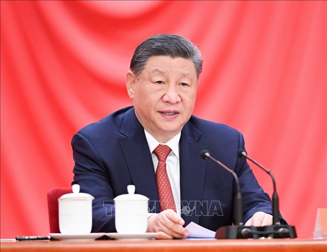 Chủ tịch Trung Quốc Tập Cận Bình phát biểu tại một sự kiện ở Bắc Kinh ngày 28/4/2025. Ảnh: THX/TTXVN