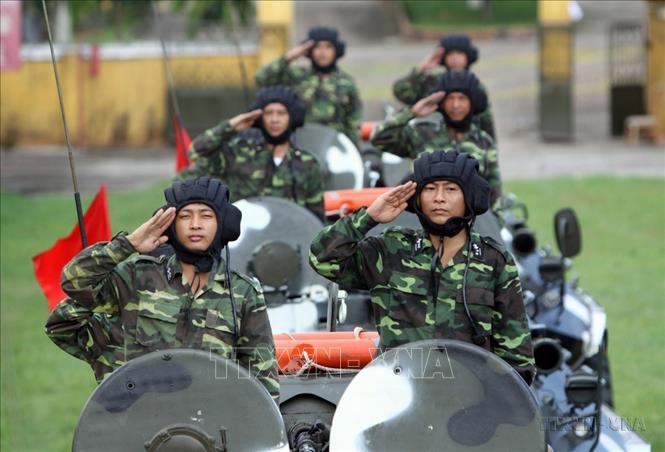 Tiểu đoàn cơ giới 474 thuộc Đoàn M47 (Quân chủng Hải quân) luôn hoàn thành các nhiệm vụ được giao, thực hiện tốt các bài tập huấn luyện sẵn sàng chiến đấu. Ảnh: Trọng Đức - TTXVN.