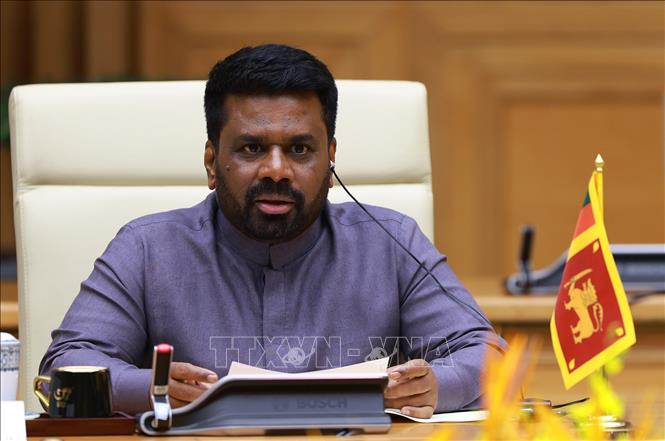 Tổng thống Sri Lanka Anura Kumara Dissanayaka phát biểu. Ảnh: Dương Giang-TTXVN