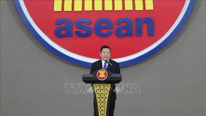 Tổng thư ký ASEAN Kao Kim Hourn phát biểu tại buổi lễ. Ảnh: Văn Phong - PV TTXVN tại Indonesia