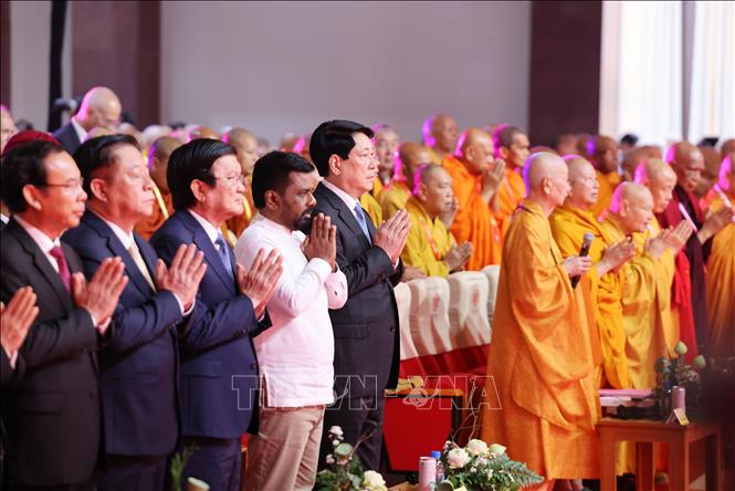 Chủ tịch nước Lương Cường và đại biểu dự Lễ khai mạc Đại lễ Phật đản Liên hợp quốc lần thứ 20 - Vesak 2025. Ảnh: Lâm Khánh – TTXVN