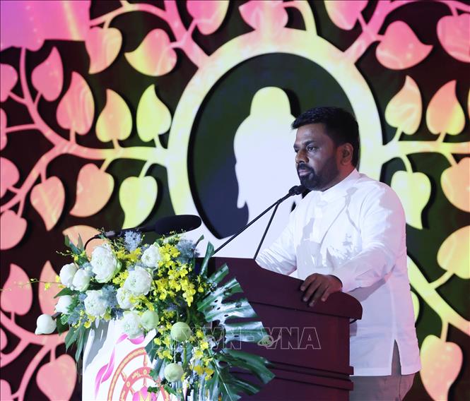 Tổng thống Sri Lanka Anura Kumara Disanayaka phát biểu tại Lễ khai mạc Đại lễ Phật đản Liên hợp quốc lần thứ 20 - Vesak 2025. Ảnh: Lâm Khánh – TTXVN