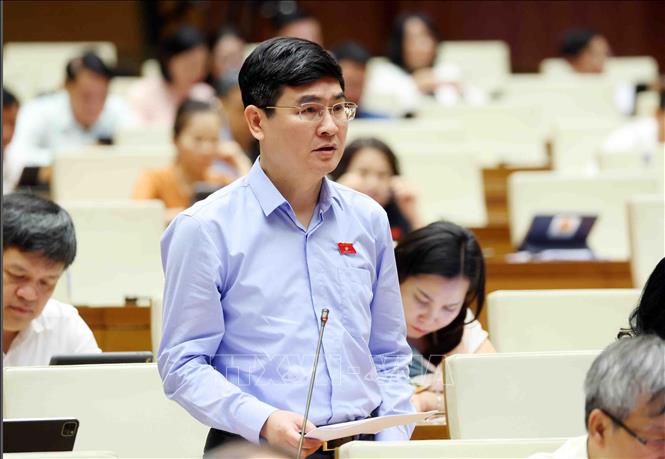 Đại biểu Quốc hội thành phố Hà Nội Nguyễn Tuấn Thịnh phát biểu. Ảnh: Phạm Kiên - TTXVN